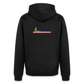 Blue White Red Balance Design with Stars - Unisex Premium Organic Zip Hoodie - black - Back - Nico (187cm)