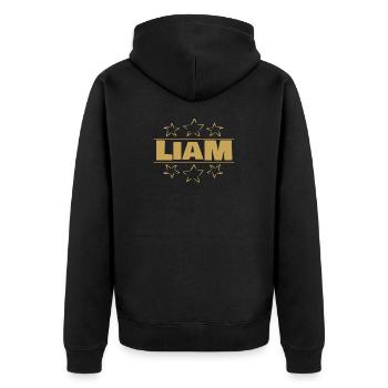 Liam - Unisex Premium Organic Zip Hoodie - black - Back - Nico (187cm)
