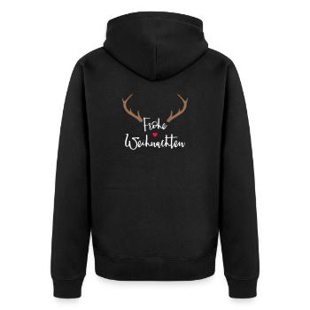 Frohe Weihnachten Rentier Geweih Dekoration - Unisex Premium Bio Zip Hoodie - Schwarz - Hinten - Nico (187cm)