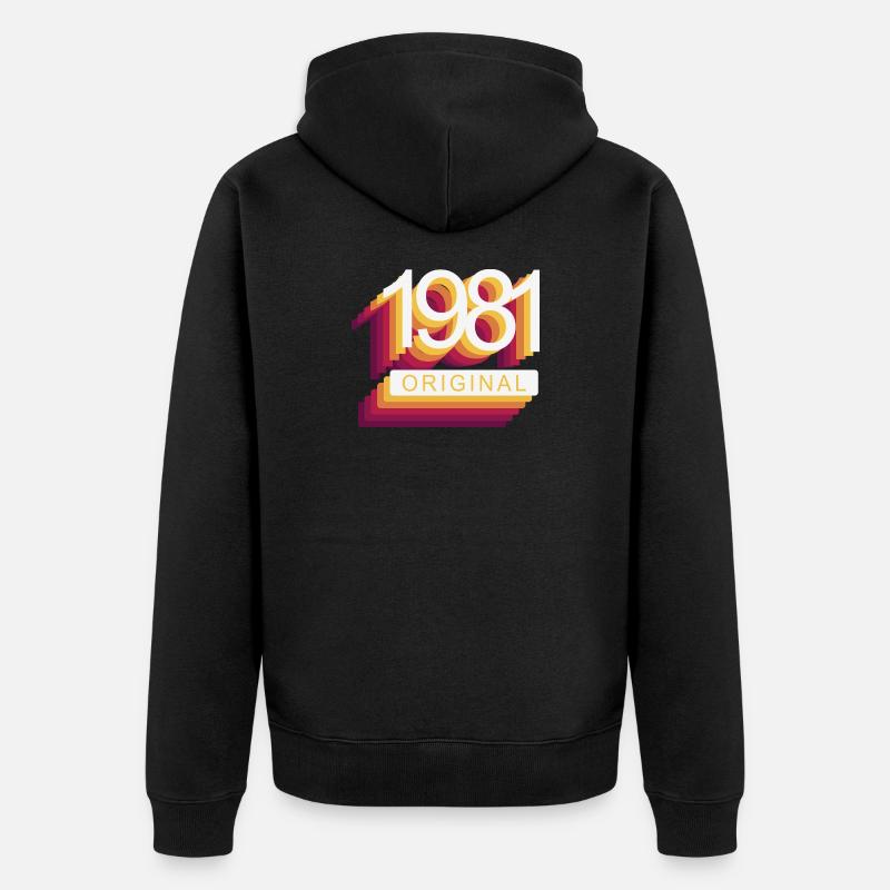Né en 1981 - Veste à capuche bio Premium Unisexe - noir