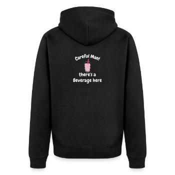 Careful man there's a beverage here! - Unisex Premium Organic Zip Hoodie - black - Back - Nico (187cm)