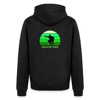 golfen, golfen, golfen, golf spielen - Unisex Premium Bio Zip Hoodie - Schwarz - Hinten - Nico (187cm)