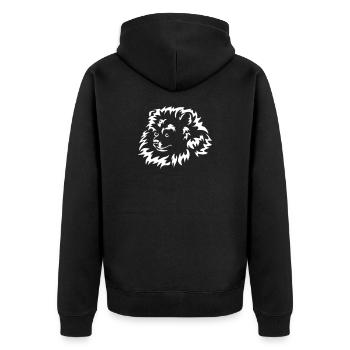 Miniature Spitz Head "Black Edition" - Unisex Premium Organic Zip Hoodie - black - Back - Nico (187cm)