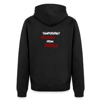 Fasting people - Unisex Premium Organic Zip Hoodie - black - Back - Nico (187cm)