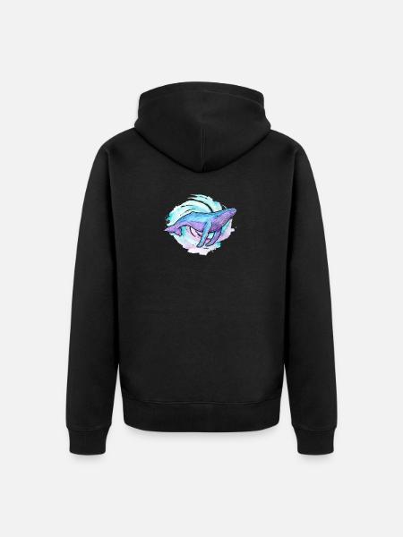 Buckelwal Aquarell - Unisex Premium Bio Zip Hoodie - Schwarz