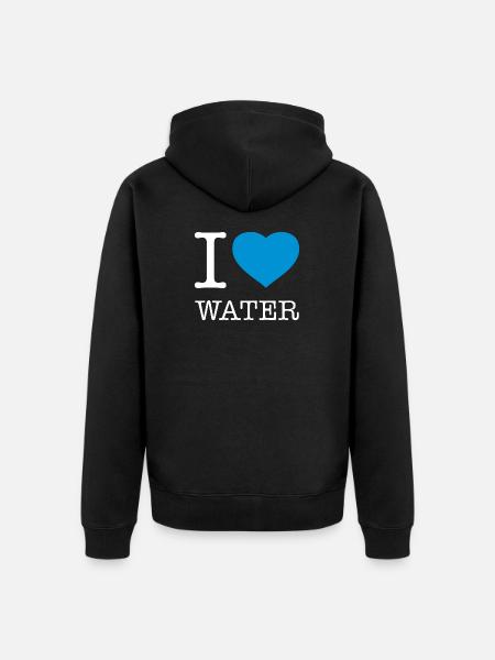 I LOVE WATER Wasser - Unisex Premium Organic Zip Hoodie - black