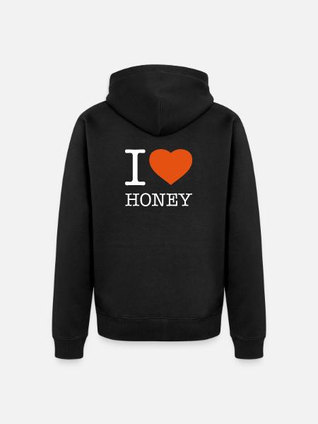 I LOVE HONEY - Unisex Premium Organic Zip Hoodie - black