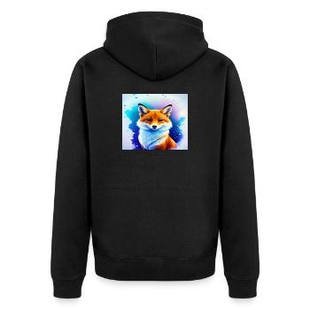 Neon Fee Fuchs - Unisex Premium Bio Zip Hoodie - Schwarz - Hinten - Nico (187cm)
