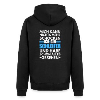 Non-Shockable Grinder - Unisex Premium Organic Zip Hoodie - black - Back - Nico (187cm)