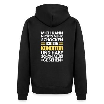 Non-shockable pastry chef - Unisex Premium Organic Zip Hoodie - black - Back - Nico (187cm)
