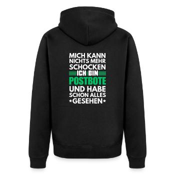 Nicht schockbarer Postbote - Unisex Premium Bio Zip Hoodie - Schwarz - Hinten - Nico (187cm)