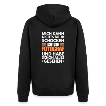 Photographe non choquable - Veste à capuche bio Premium Unisexe - noir - Dos - Nico (187cm)