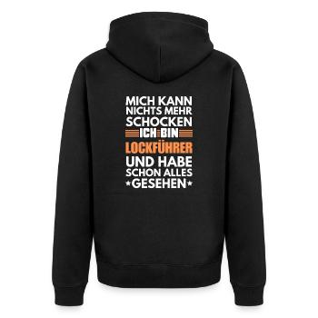Non-shockable decoy guide - Unisex Premium Organic Zip Hoodie - black - Back - Nico (187cm)