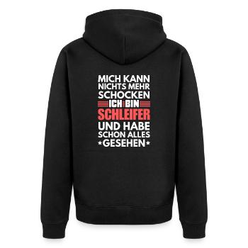 Non-shockable grinder - Unisex Premium Organic Zip Hoodie - black - Back - Nico (187cm)