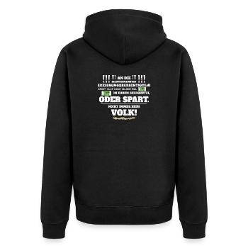 Nicht immer vom Volk - Unisex Premium Bio Zip Hoodie - Schwarz - Hinten - Nico (187cm)