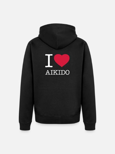 I LOVE AIKIDO - Unisex Premium Bio Zip Hoodie - Schwarz