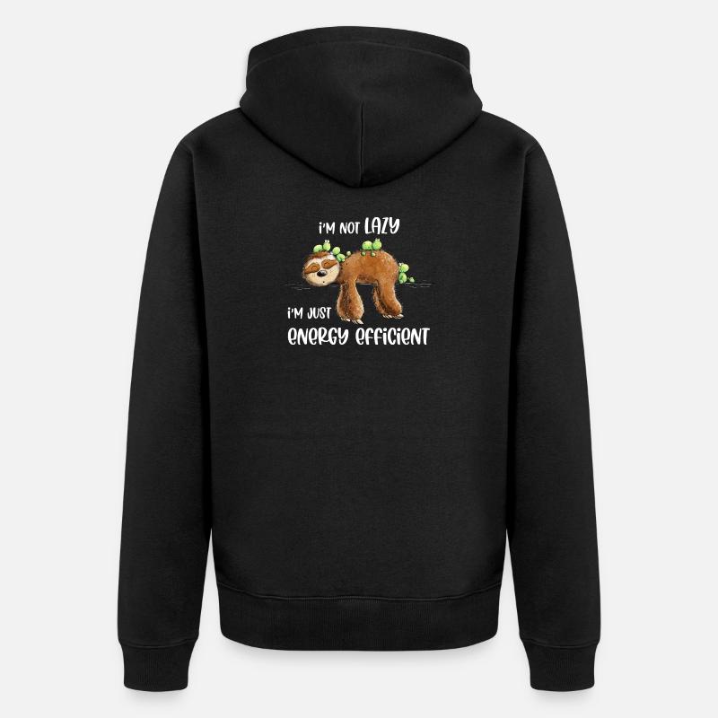Faultier Spruch Lazy Energy Efficient - Unisex Premium Bio Zip Hoodie - Schwarz