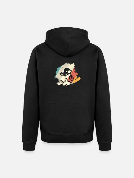 Vivid Mountain Jump Cycling - Unisex Premium Organic Zip Hoodie - black