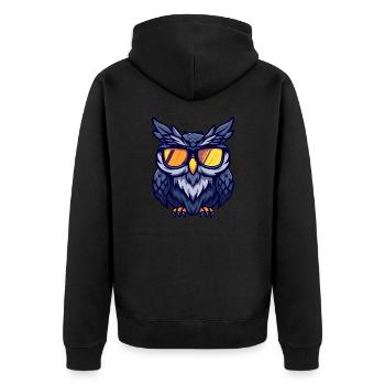 Owl Cool Comic - Unisex Premium Organic Zip Hoodie - black - Back - Nico (187cm)