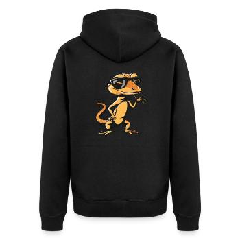 Lizard Cool Comic - Unisex Premium Organic Zip Hoodie - black - Back - Nico (187cm)