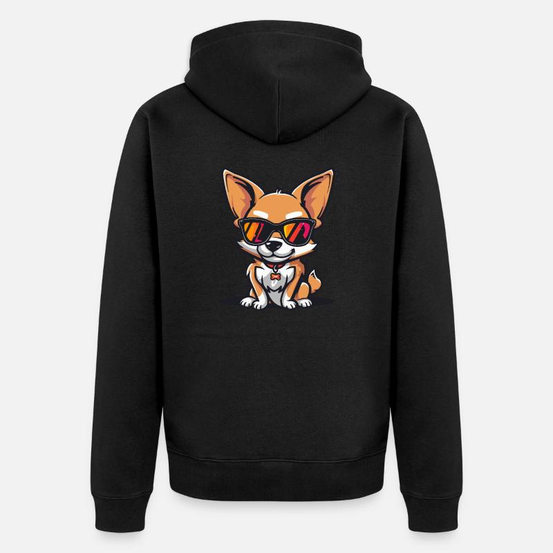 Chihuahua Chiens Bande dessinée cool - Veste à capuche bio Premium Unisexe - noir