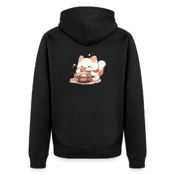 Spaghetti cats - Cat is having fun with past - Unisex Premium Organic Zip Hoodie - black - Back - Nico (187cm)