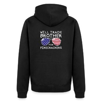 Frère d'échange pour les feux d'artifice pour les enfants le 4 juillet - Veste à capuche bio Premium Unisexe - noir - Dos - Nico (187cm)