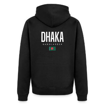 Dhaka, Bangladesh - Veste à capuche bio Premium Unisexe - noir - Dos - Nico (187cm)