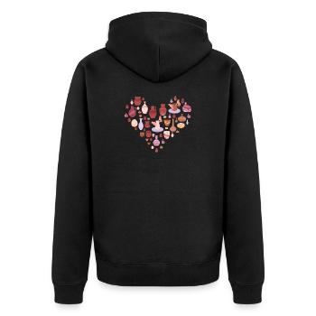 Liebe Zur Töpferei Herzform Kunst - Unisex Premium Bio Zip Hoodie - Schwarz - Hinten - Nico (187cm)
