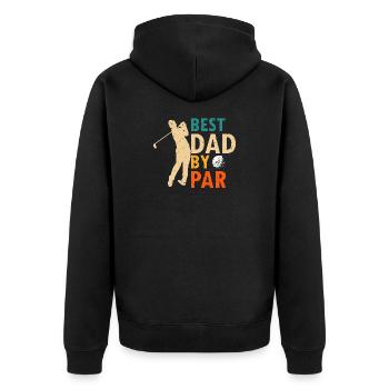 Best Dad By Par Funny Golf Saying - Unisex Premium Organic Zip Hoodie - black - Back - Nico (187cm)