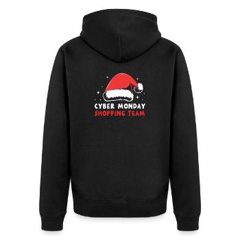 Cyber Monday Kaufrausch - Unisex Premium Bio Zip Hoodie - Schwarz - Hinten - Nico (187cm)