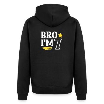 Bro ich bin 7 Jahre Alt Lustig Cool Geburtstag - Unisex Premium Organic Zip Hoodie - black - Back - Nico (187cm)
