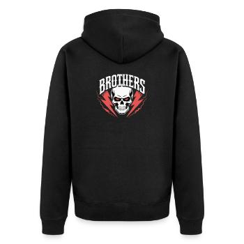 Brothers Skull Thunder Crest - Unisex Premium Organic Zip Hoodie - black - Back - Nico (187cm)