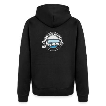 Schwimmen Wassersport Schwimmer Geschenke - Unisex Premium Bio Zip Hoodie - Schwarz - Hinten - Nico (187cm)