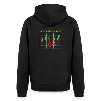 Aktien Finanzen Geld Trading Bitcoin Kapital - Unisex Premium Bio Zip Hoodie - Schwarz - Hinten - Nico (187cm)