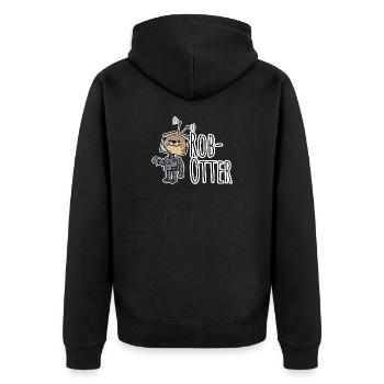 Rob-Otter - Halb Otter halb Roboter Flachwitz! - Unisex Premium Bio Zip Hoodie - Schwarz - Hinten - Nico (187cm)