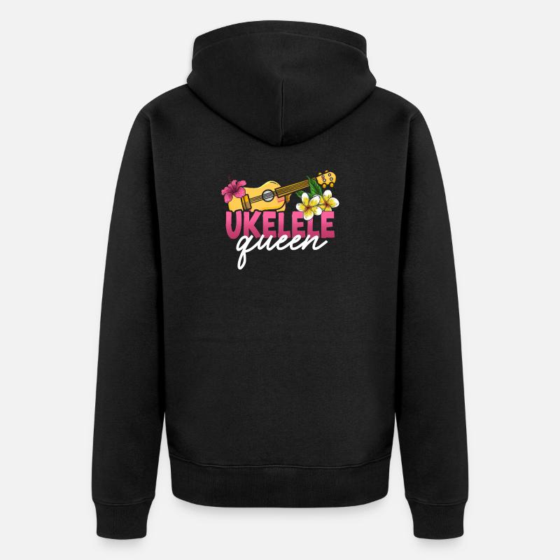 Ukulélé hawaïen Ukulélé Queen Ukulélé - Veste à capuche bio Premium Unisexe - noir