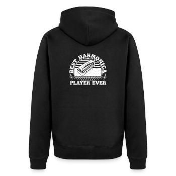 Harmonica Musican Best Player Ever Harmonica - Unisex Premium Bio Zip Hoodie - Schwarz - Hinten - Nico (187cm)