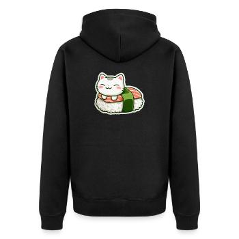 Kawaii Sushi Cat en Roll - Veste à capuche bio Premium Unisexe - noir - Dos - Nico (187cm)
