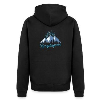 Bergsteigerin - Unisex Premium Bio Zip Hoodie - Schwarz - Hinten - Nico (187cm)