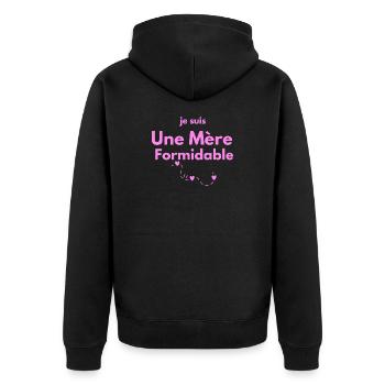 Beeindruckende Mutter - Unisex Premium Bio Zip Hoodie - Schwarz - Hinten - Nico (187cm)