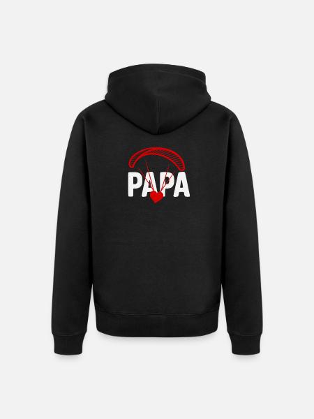 Dad Paraglider with Heart - Unisex Premium Organic Zip Hoodie - black