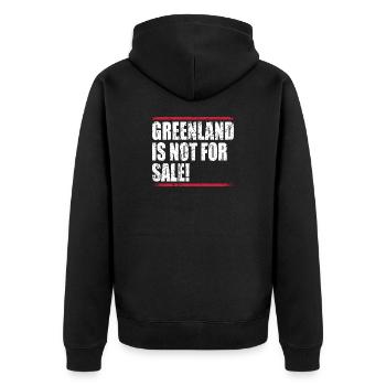 Greenland Is Not For Sale - Unisex Premium Bio Zip Hoodie - Schwarz - Hinten - Nico (187cm)
