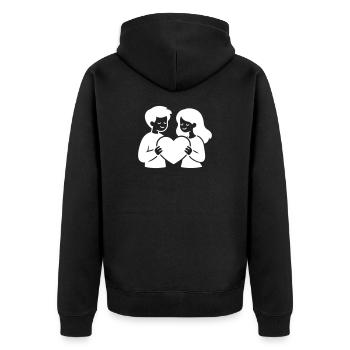 Couple amoureux dans le cœur amoureux - Veste à capuche bio Premium Unisexe - noir - Dos - Nico (187cm)