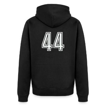 44 - Unisex Premium Organic Zip Hoodie - black - Back - Nico (187cm)