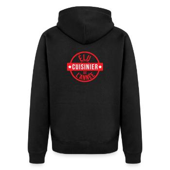 Zum Koch des Jahres gewählt - Unisex Premium Bio Zip Hoodie - Schwarz - Hinten - Nico (187cm)