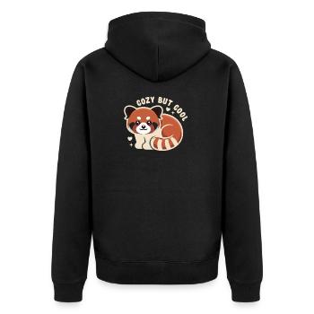Kuscheliger Roter Panda CUTE BUT COOL - Unisex Premium Bio Zip Hoodie - Schwarz - Hinten - Nico (187cm)