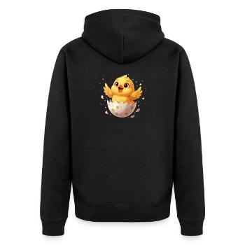 Chicks from the Egg – Happy Departure - Unisex Premium Organic Zip Hoodie - black - Back - Nico (187cm)