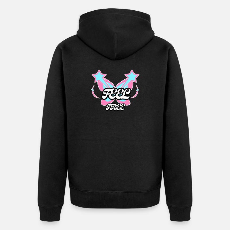 Sentez-vous libre : Emblème Papillon - Veste à capuche bio Premium Unisexe - noir