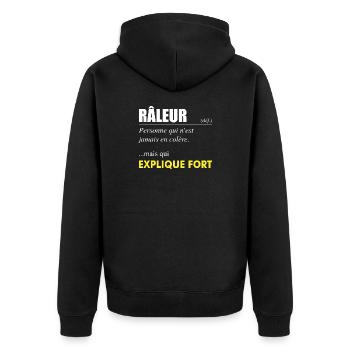 Râleur définition – Personne qui explique fort - Veste à capuche bio Premium Unisexe - noir - Dos - Nico (187cm)